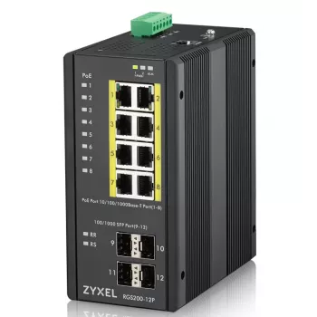 Zyxel RGS200-12P gerido L2 Gigabit Ethernet (10/100/1000) Power over Ethernet (PoE) preto