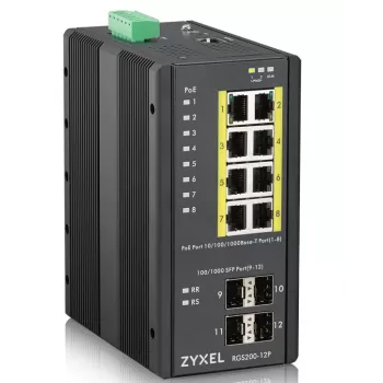 Zyxel RGS200-12P gerido L2 Gigabit Ethernet (10/100/1000) Power over Ethernet (PoE) preto