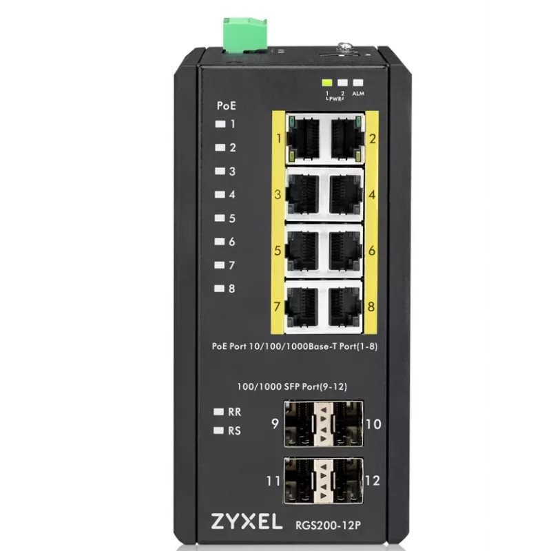 Zyxel RGS200-12P gerido L2 Gigabit Ethernet (10/100/1000) Power over Ethernet (PoE) preto