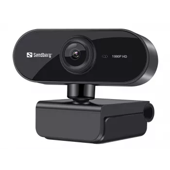 Webcam USB Sandberg Flex 1080P HD, 2 MP, 1920 x 1080 píxeis, Full HD, 30 fps, USB, preto