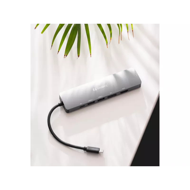 Dock de ecrã Sandberg USB-C 8K USB 3.2 Gen 1 Type-C 100W Power Delivery