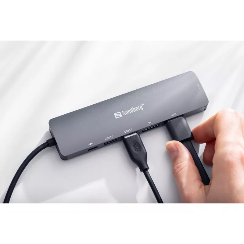 Dock de ecrã Sandberg USB-C 8K USB 3.2 Gen 1 Type-C 100W Power Delivery
