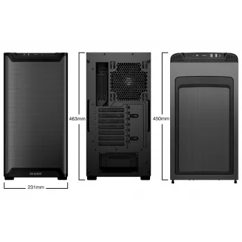 Caixa de PC bequiet! PURE BASE 501 Airflow Window MIDI Tower — ATX, vidro temperado, suporte 3x140/240 mm, 2x3,5 polegadas + 5x2,5 polegadas, USB-A x2, USB-C x1