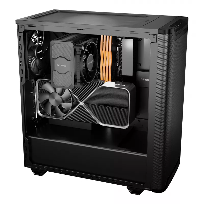 be quiet! PURE BASE 501 Airflow Window BGW74 caixa de PC Midi Tower, ATX, janela de vidro temperado, 2 ventoinhas PWM de 140 mm, radiador até 360 mm, 2x 3,5″ + 5x 2,5″, 2x USB 3.0, USB 3.2 Gen 2 Type-C, preta