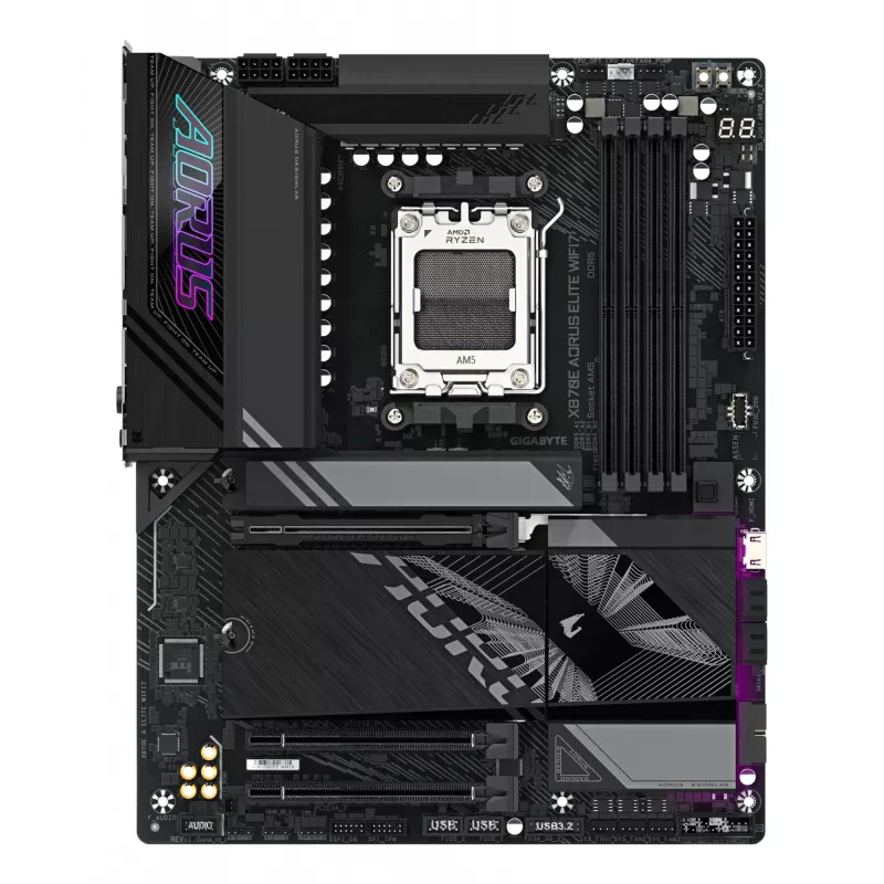 Motherboard GIGABYTE X870E AORUS ELITE WIFI7 ATX, AMD X870E, Socket AM5, DDR5, 4x DIMM, Wi‑Fi 7, 2,5Gb LAN