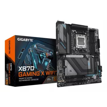 Motherboard GIGABYTE X870 GAMING X WIFI7 - Suporta CPUs AMD Ryzen 9000, VRM 16+2+2 fases, até 8000 MHz DDR5 (OC), 1xPCIe 5.0 + 2xPCIe 4.0, Wi-Fi 7, 2.5GbE LAN, USB 4