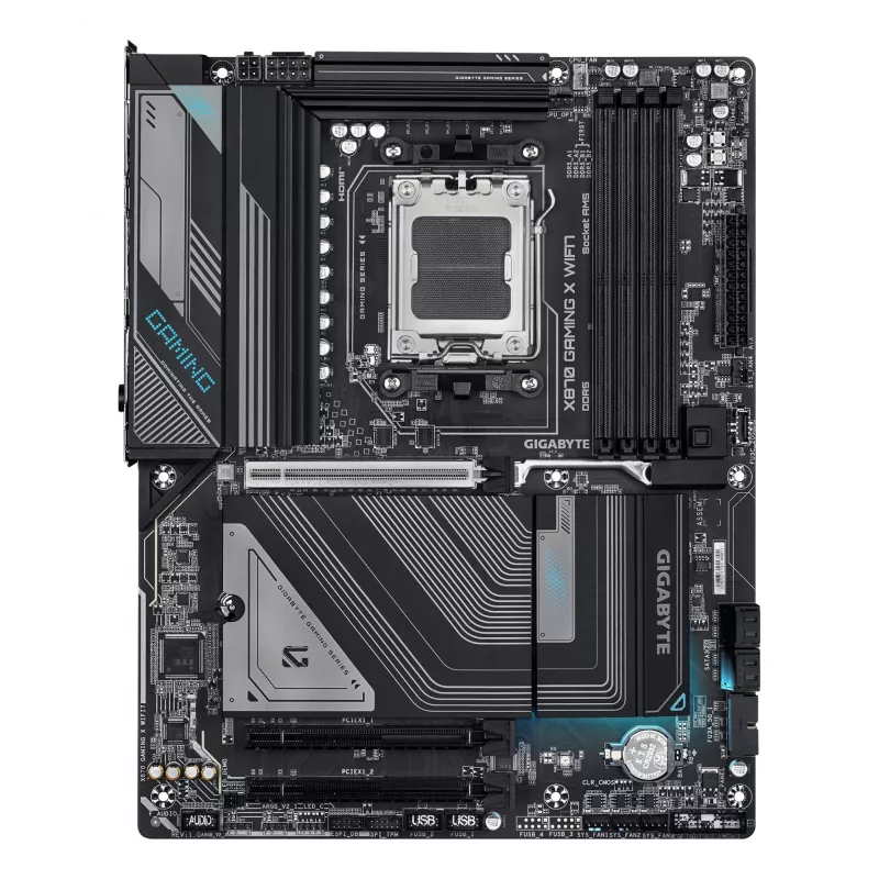 Motherboard GIGABYTE X870 GAMING X WIFI7 - Suporta CPUs AMD Ryzen 9000, VRM 16+2+2 fases, até 8000 MHz DDR5 (OC), 1xPCIe 5.0 + 2xPCIe 4.0, Wi-Fi 7, 2.5GbE LAN, USB 4