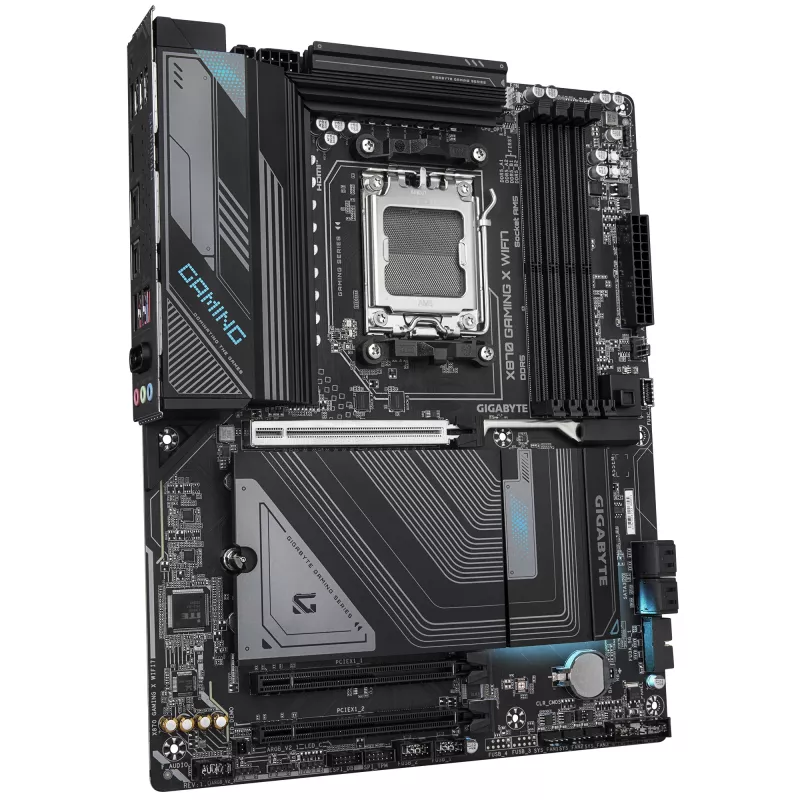 Motherboard GIGABYTE X870 GAMING X WIFI7 - Suporta CPUs AMD Ryzen 9000, VRM 16+2+2 fases, até 8000 MHz DDR5 (OC), 1xPCIe 5.0 + 2xPCIe 4.0, Wi-Fi 7, 2.5GbE LAN, USB 4
