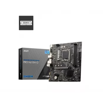 Motherboard MSI PRO H610M-G — Intel H610, LGA 1700, micro ATX, DDR5, 2 DIMM, até 96 GB, M.2, SATA III, HDMI 2.1, DisplayPort 1.4
