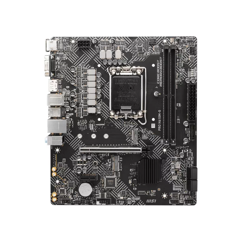 Motherboard MSI PRO H610M-G — Intel H610, LGA 1700, micro ATX, DDR5, 2 DIMM, até 96 GB, M.2, SATA III, HDMI 2.1, DisplayPort 1.4