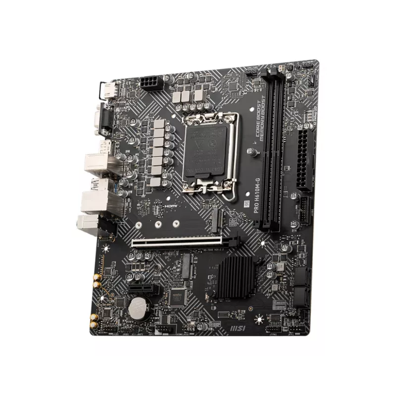Motherboard MSI PRO H610M-G — Intel H610, LGA 1700, micro ATX, DDR5, 2 DIMM, até 96 GB, M.2, SATA III, HDMI 2.1, DisplayPort 1.4