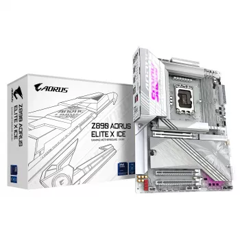 Motherboard GIGABYTE Z890 AORUS ELITE X ICE - Compatível com CPUs Intel Core Ultra (série 2), VRM 16+1+2 fases, até 9500MHz DDR5 (OC), 1xPCIe 5.0 + 4xPCIe 4.0, Wi-Fi 7, LAN 2.5GbE, Thunderbolt 4
