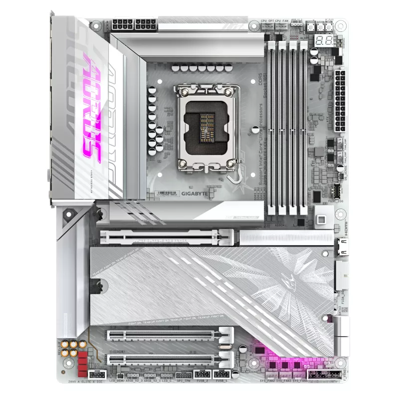 Motherboard GIGABYTE Z890 AORUS ELITE X ICE - Compatível com CPUs Intel Core Ultra (série 2), VRM 16+1+2 fases, até 9500MHz DDR5 (OC), 1xPCIe 5.0 + 4xPCIe 4.0, Wi-Fi 7, LAN 2.5GbE, Thunderbolt 4