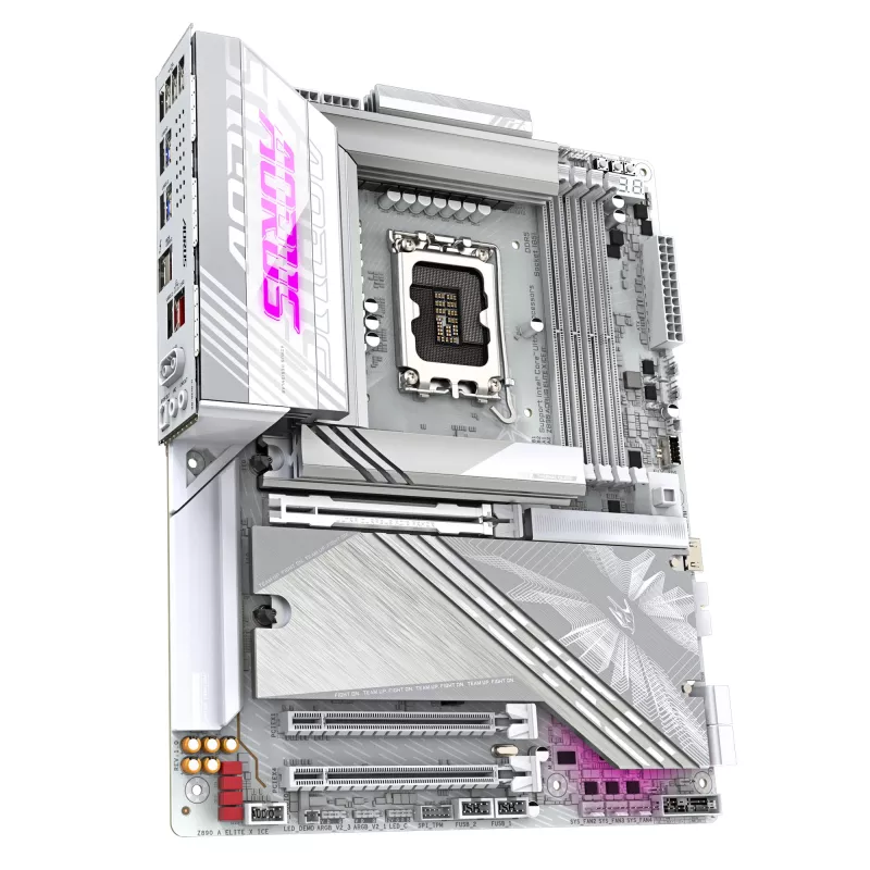 Motherboard GIGABYTE Z890 AORUS ELITE X ICE - Compatível com CPUs Intel Core Ultra (série 2), VRM 16+1+2 fases, até 9500MHz DDR5 (OC), 1xPCIe 5.0 + 4xPCIe 4.0, Wi-Fi 7, LAN 2.5GbE, Thunderbolt 4