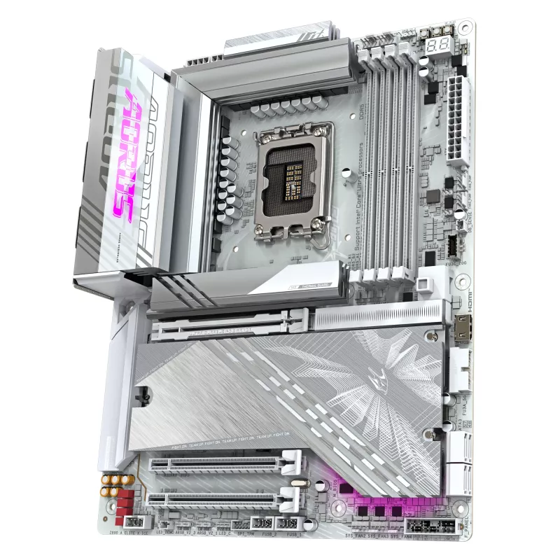 Motherboard GIGABYTE Z890 AORUS ELITE X ICE - Compatível com CPUs Intel Core Ultra (série 2), VRM 16+1+2 fases, até 9500MHz DDR5 (OC), 1xPCIe 5.0 + 4xPCIe 4.0, Wi-Fi 7, LAN 2.5GbE, Thunderbolt 4