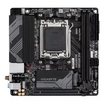 Motherboard GIGABYTE B650I AX - CPUs AMD Ryzen série 9000, VRM 5+2+1 fases, até 6400 MHz DDR5 (OC), 1x PCIe 4.0 M.2, LAN 2,5 GbE, WLAN 6E, USB 3.2 Gen 2