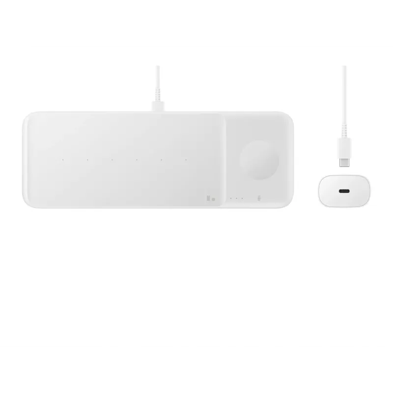 Carregador sem fios Samsung Trio auscultadores, smartphone, smartwatch branco USB carregamento sem fios carregamento rápido interior