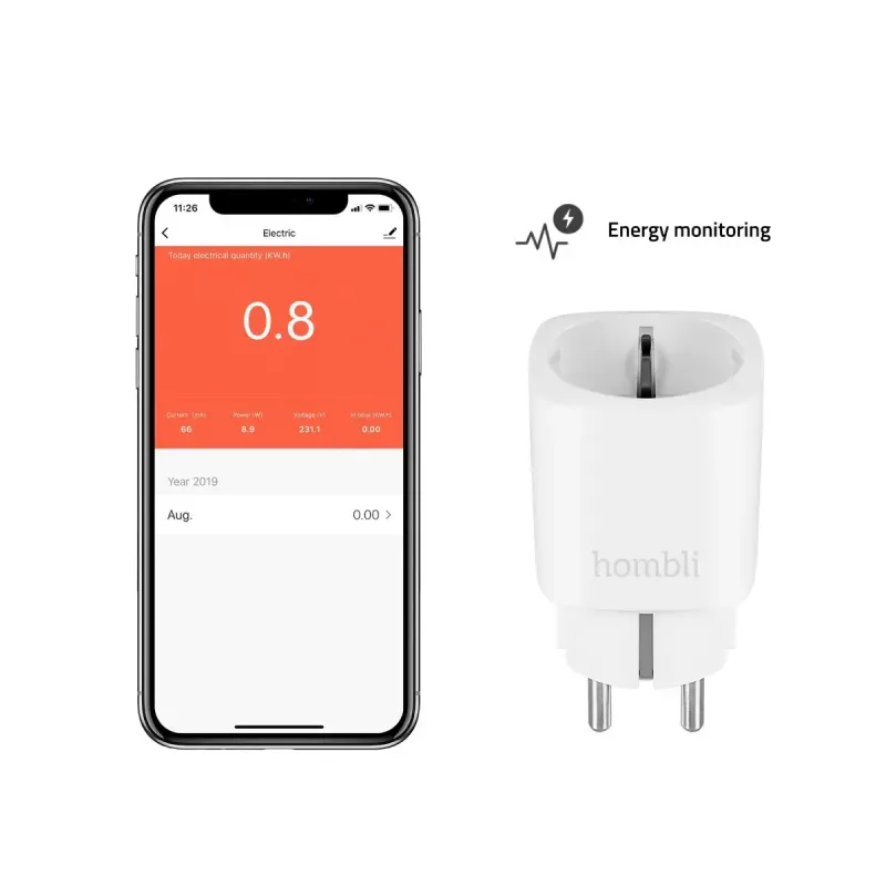 Hombli HBSS-0109 tomada inteligente EU, Wi-Fi, para interior, branca, de plástico