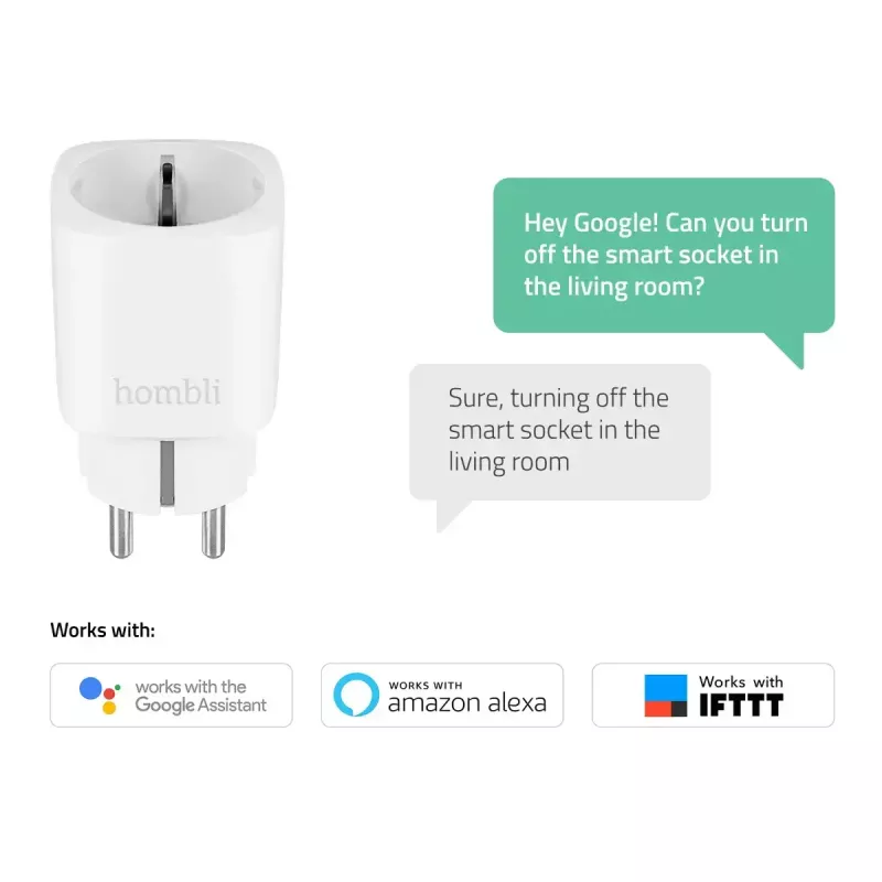Hombli HBSS-0109 tomada inteligente EU, Wi-Fi, para interior, branca, de plástico