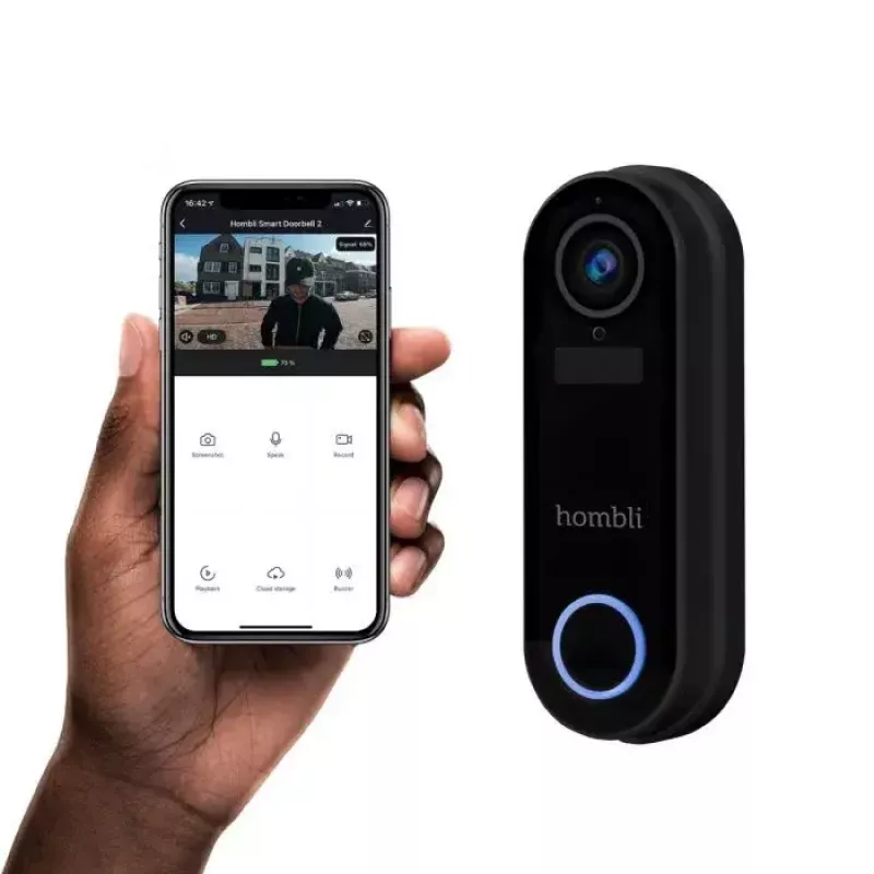 Campainha inteligente Hombli Pack preto branco IP65 sem fios 1080p