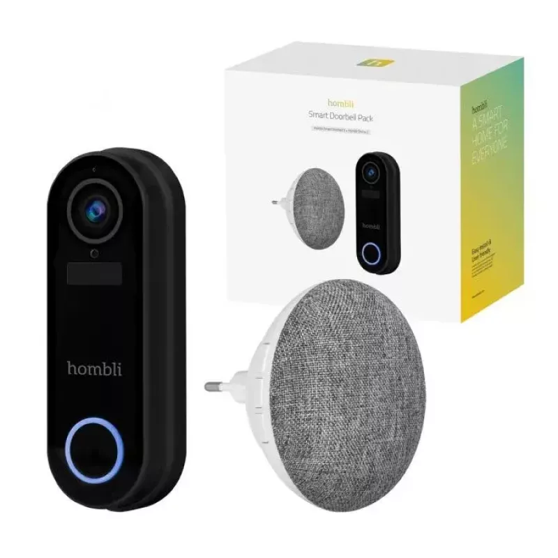 Campainha inteligente Hombli Pack preto branco IP65 sem fios 1080p