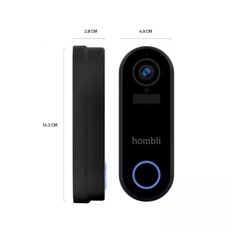 Campainha inteligente Hombli Pack preto branco IP65 sem fios 1080p