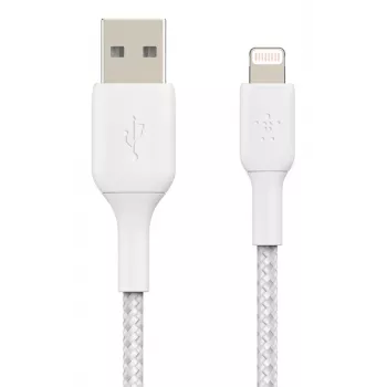 Cabo Lightning para USB-A BELKIN, entrançado, 1 m, branco
