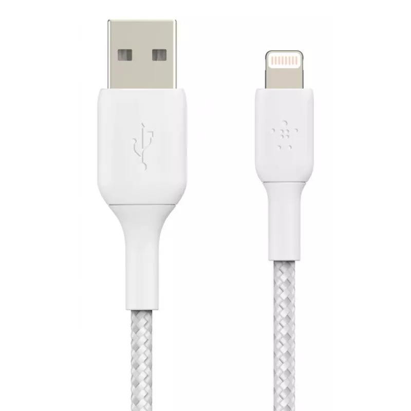 Cabo Lightning para USB-A BELKIN, entrançado, 1 m, branco