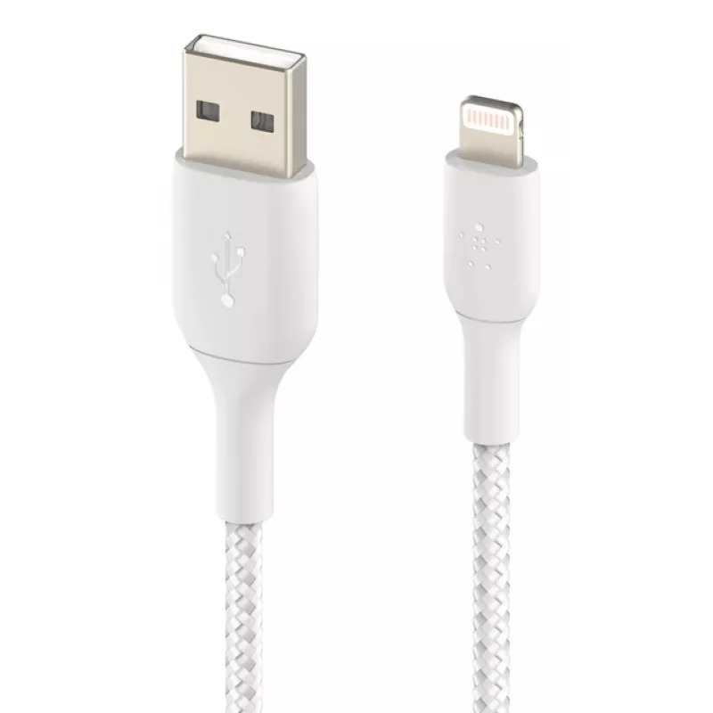 Cabo Lightning para USB-A BELKIN, entrançado, 1 m, branco