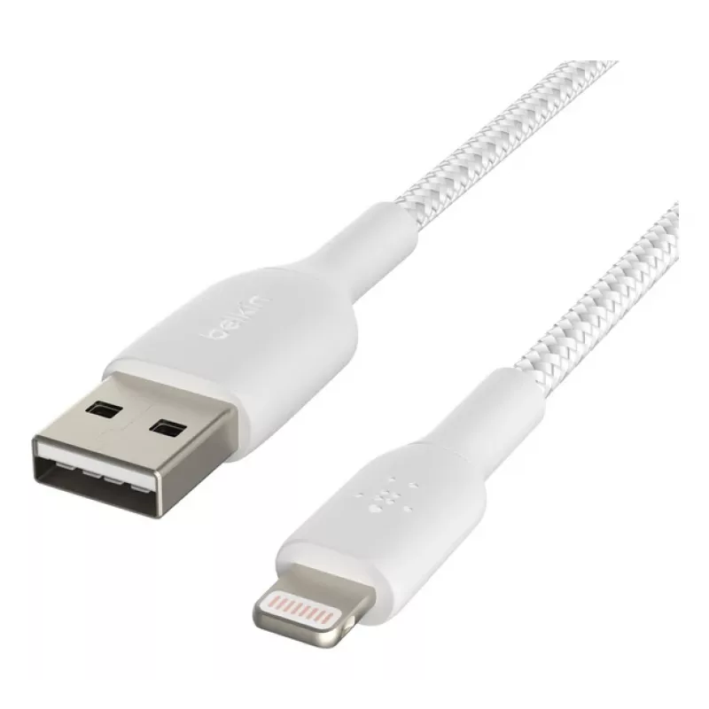 Cabo Lightning para USB-A BELKIN, entrançado, 1 m, branco