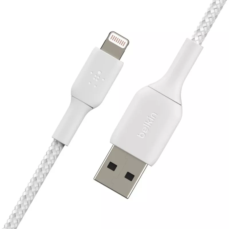 Cabo Lightning para USB-A BELKIN, entrançado, 1 m, branco