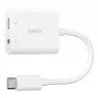 Adaptador de carregamento Belkin Rockstar 3,5 mm áudio + USB-C branco