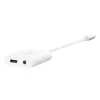 Adaptador de carregamento Belkin Rockstar 3,5 mm áudio + USB-C branco