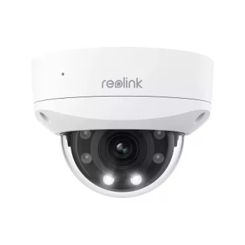 Câmara de vigilância IP Reolink P437 4K Dome, 8 MP 3840x2160, zoom ótico 5x, PoE (IEEE 802.3af), IK10, IP67, suporte MicroSD até 256 GB