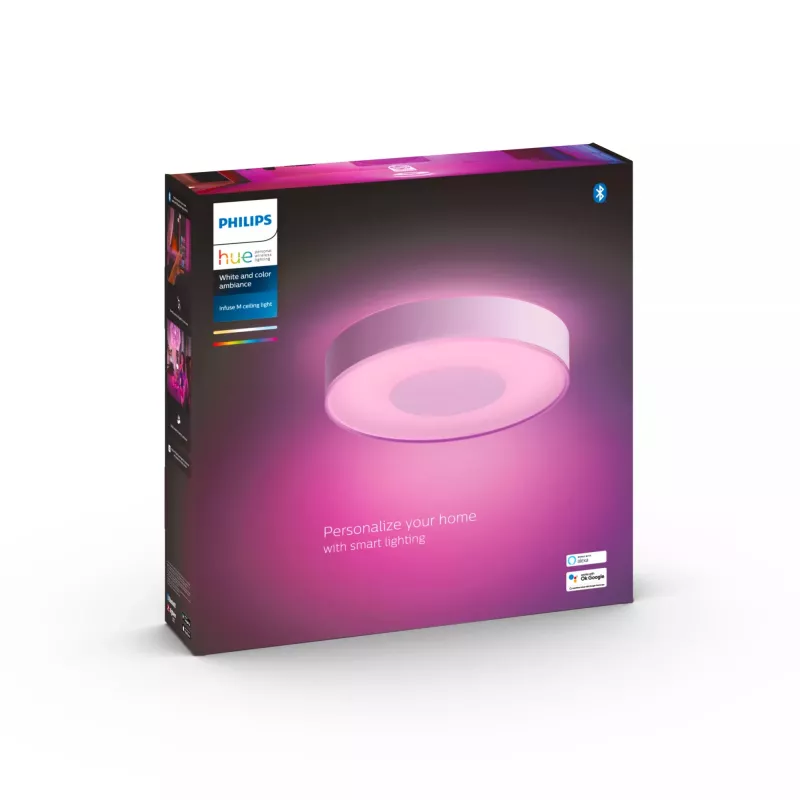 Luminária de teto Philips Hue White and Colour Ambience Infuse medium – iluminação branca e colorida regulável, controlo por app e por voz