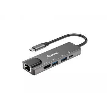 Equip adaptador multifunções USB-C 5 em 1, HDMI, Gigabit LAN, USB 3.2 Gen1, 100W USB PD