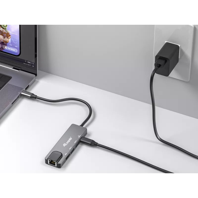 Equip adaptador multifunções USB-C 5 em 1, HDMI, Gigabit LAN, USB 3.2 Gen1, 100W USB PD