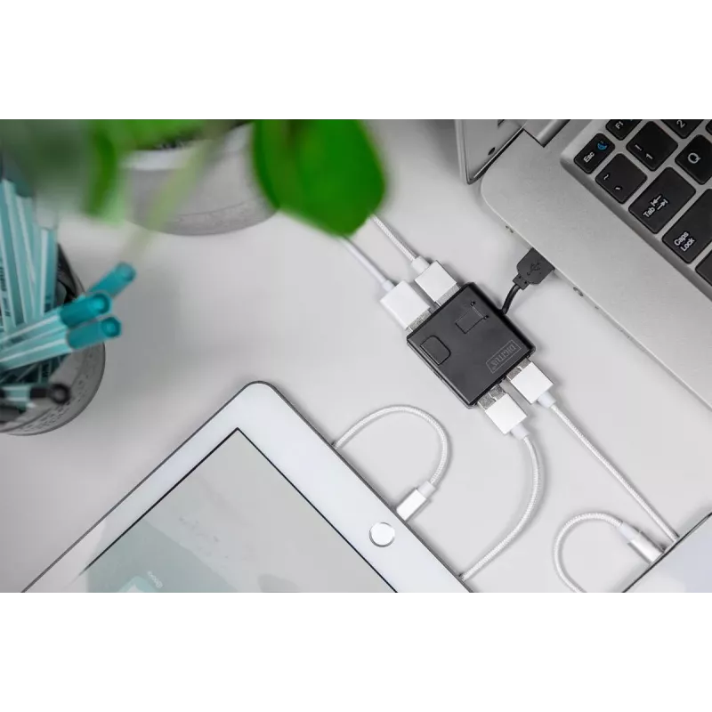 DIGITUS Hub USB 2.0 High-speed 4 Portas (da-70217)