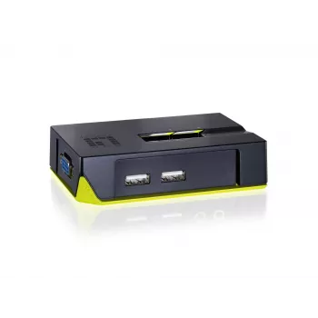 LevelOne Comutador KVM USB VGA de 2 portas, 2048 x 1536 píxeis, Preto, Verde
