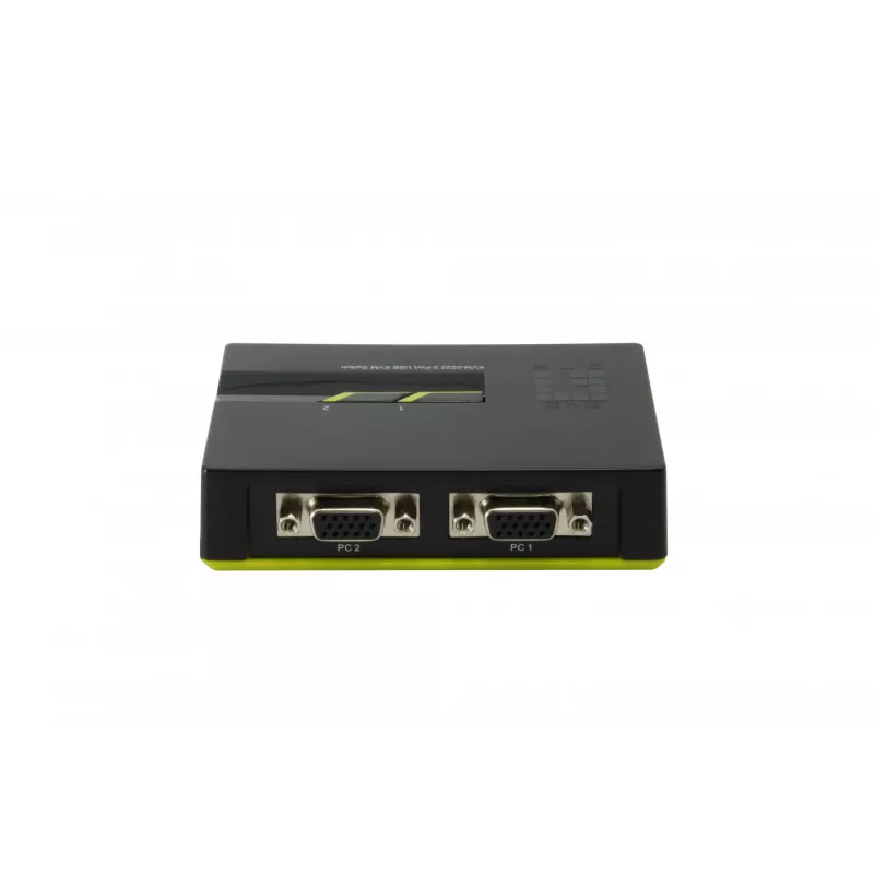 LevelOne Comutador KVM USB VGA de 2 portas, 2048 x 1536 píxeis, Preto, Verde