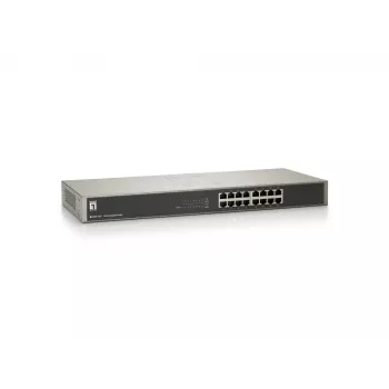 LevelOne Comutador Gigabit de 16 portas, Não gerido, Gigabit Ethernet (10/100/1000), Duplex integral, Montagem em rack