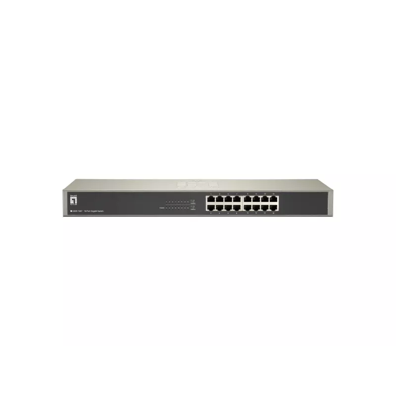 LevelOne Comutador Gigabit de 16 portas, Não gerido, Gigabit Ethernet (10/100/1000), Duplex integral, Montagem em rack