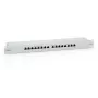 Equip Painel de ligação Cat.6 blindado de 16 portas, Cinzento claro, RJ-45, Dourado, Cat6, Montagem em rack, 1U, Cinzento