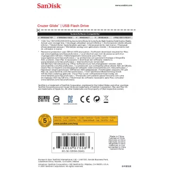 WESTERN DIGITAL SanDisk Cruzer Glide - 64GB Pen USB - USB 2.0