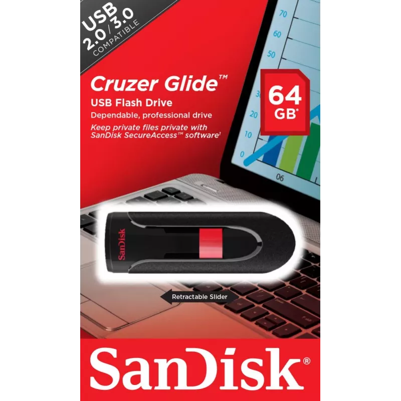 WESTERN DIGITAL SanDisk Cruzer Glide - 64GB Pen USB - USB 2.0