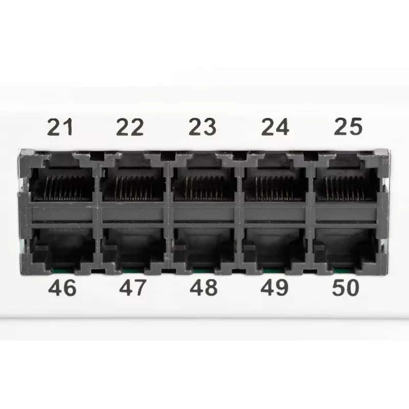 Patch panel DIGITUS CAT 3 ISDN, não blindado 50 portas RJ45, 8P4C, LSA, 1U, montagem em rack, cor cinzento RAL 7035