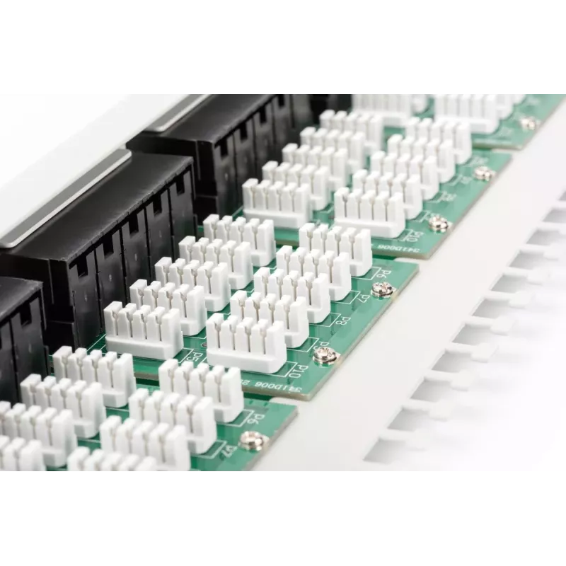 Patch panel DIGITUS CAT 3 ISDN, não blindado 50 portas RJ45, 8P4C, LSA, 1U, montagem em rack, cor cinzento RAL 7035