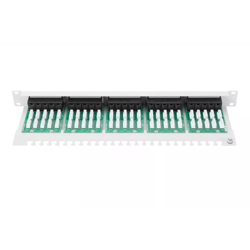 Patch panel DIGITUS CAT 3 ISDN, não blindado 50 portas RJ45, 8P4C, LSA, 1U, montagem em rack, cor cinzento RAL 7035