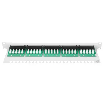 Patch panel DIGITUS CAT 3 ISDN, não blindado, 25 portas RJ45, 8P4C, LSA, 1U, montagem em rack, cor cinzento RAL 7035