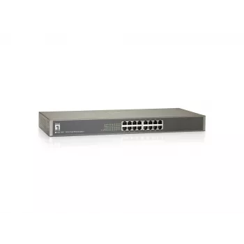 Switch LevelOne 16 portas Fast Ethernet, Não gerido, Fast Ethernet (10/100), Full duplex, Montagem em rack